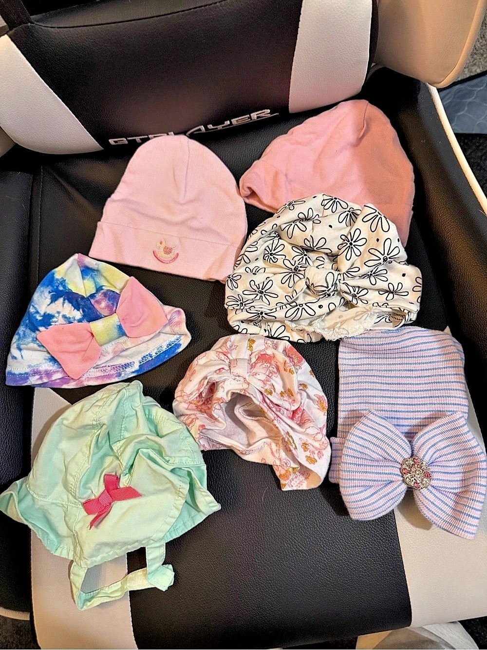 Baby Hats Lot - Pink, Tie-Dye, Floral, Striped - 0-24 Months